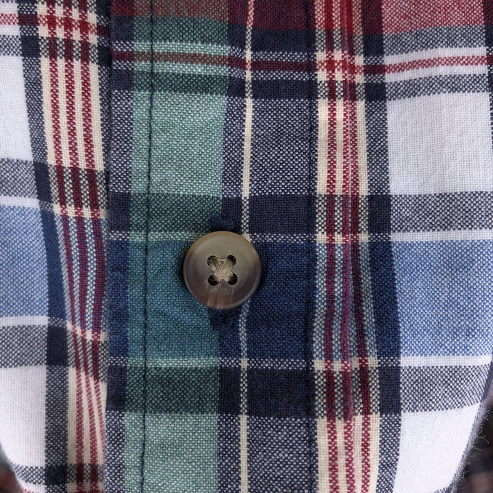 90s-00'S Eddie Bauer short sleeve button down check shirt men's XL size vintage cotton green type Vintage Second Hand