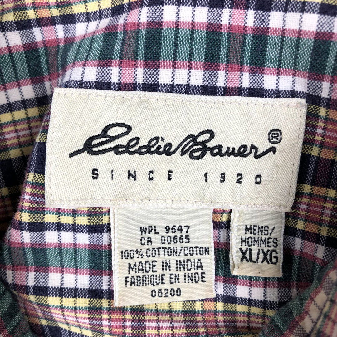 90s-00'S Eddie Bauer short sleeve button down check shirt men's XL size vintage cotton multicolor Vintage Second Hand