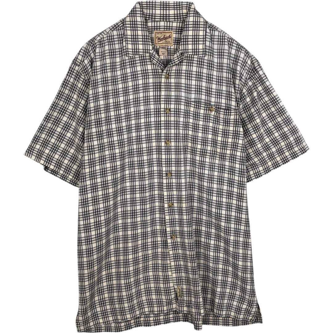 90s-00'S Woolrich Check Pattern Short-Sleeve Open Collar Cotton Shirt, Boxy Fit, Men's Size L (approx.) cotton white type Vintage Second Hand