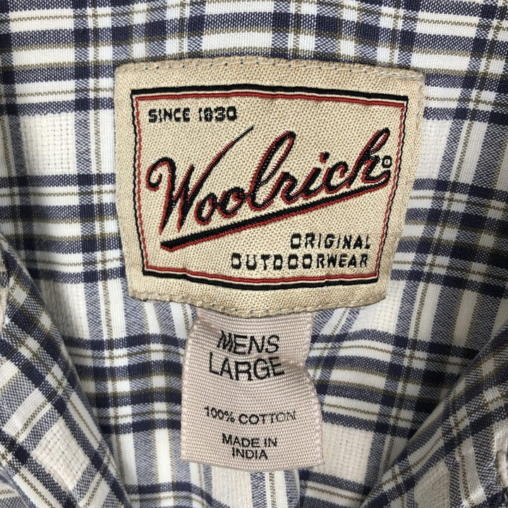90s-00'S Woolrich Check Pattern Short-Sleeve Open Collar Cotton Shirt, Boxy Fit, Men's Size L (approx.) cotton white type Vintage Second Hand