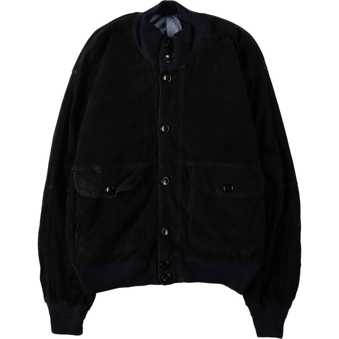 Valstar Jacket Suede Leather Blouson Men's XL Equivalent Long Sleeve unclear navy blue type Vintage Second Hand