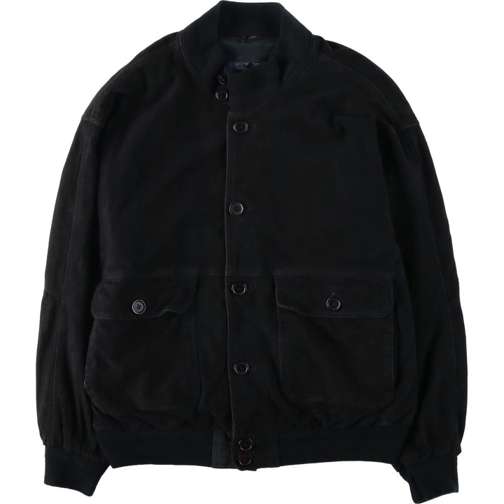 Henry Morell Valstar Jacket Suede Leather Blouson Men's Size L Genuine Leather Suede Leather navy blue type Vintage Second Hand