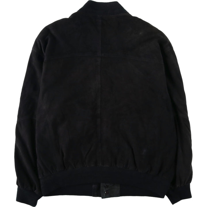 Henry Morell Valstar Jacket Suede Leather Blouson Men's Size L Genuine Leather Suede Leather navy blue type Vintage Second Hand