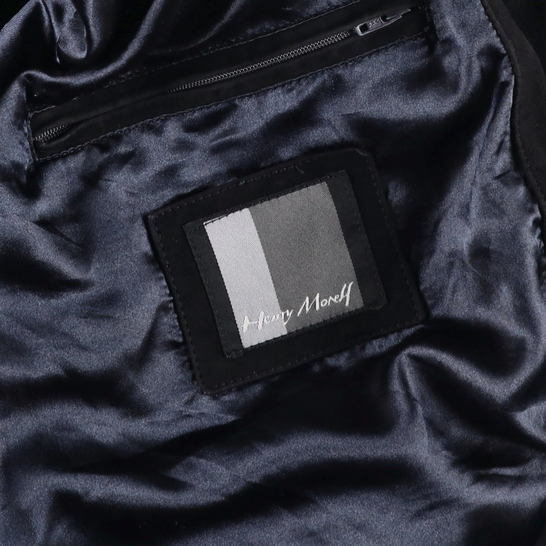Henry Morell Valstar Jacket Suede Leather Blouson Men's Size L Genuine Leather Suede Leather navy blue type Vintage Second Hand