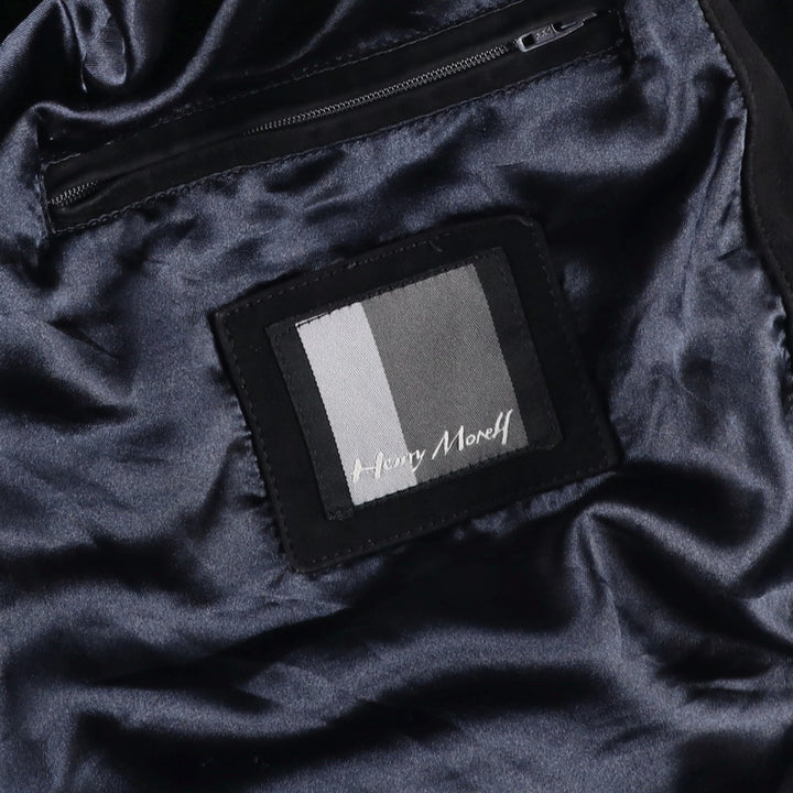 Henry Morell Valstar Jacket Suede Leather Blouson Men's Size L Genuine Leather Suede Leather navy blue type Vintage Second Hand