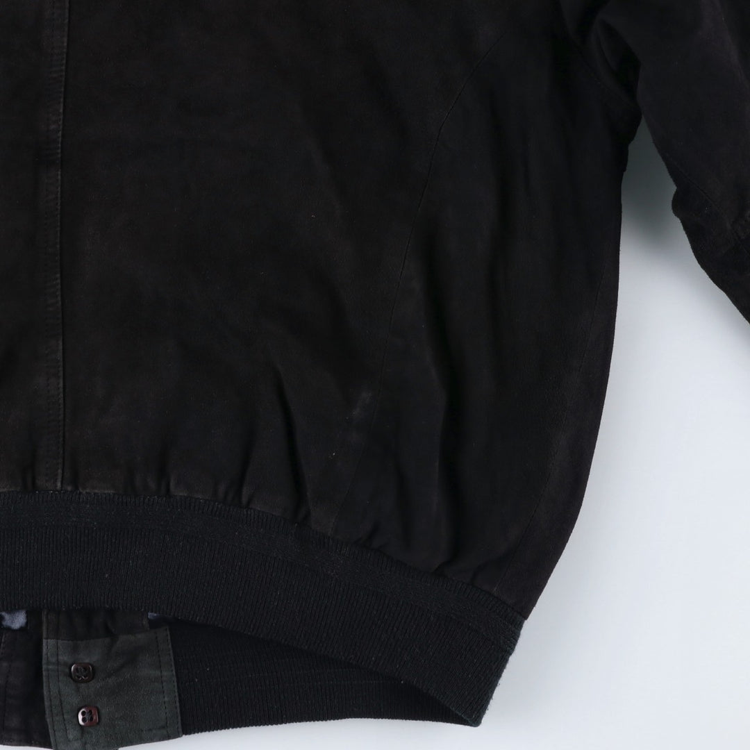 Henry Morell Valstar Jacket Suede Leather Blouson Men's Size L Genuine Leather Suede Leather navy blue type Vintage Second Hand