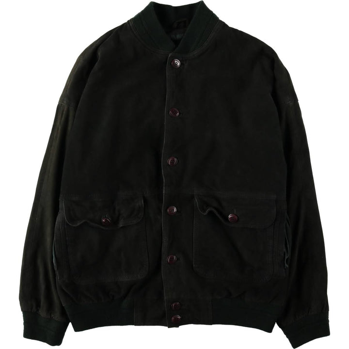Suede leather blouson, men's size XL Genuine Leather Suede Leather black type Vintage Second Hand