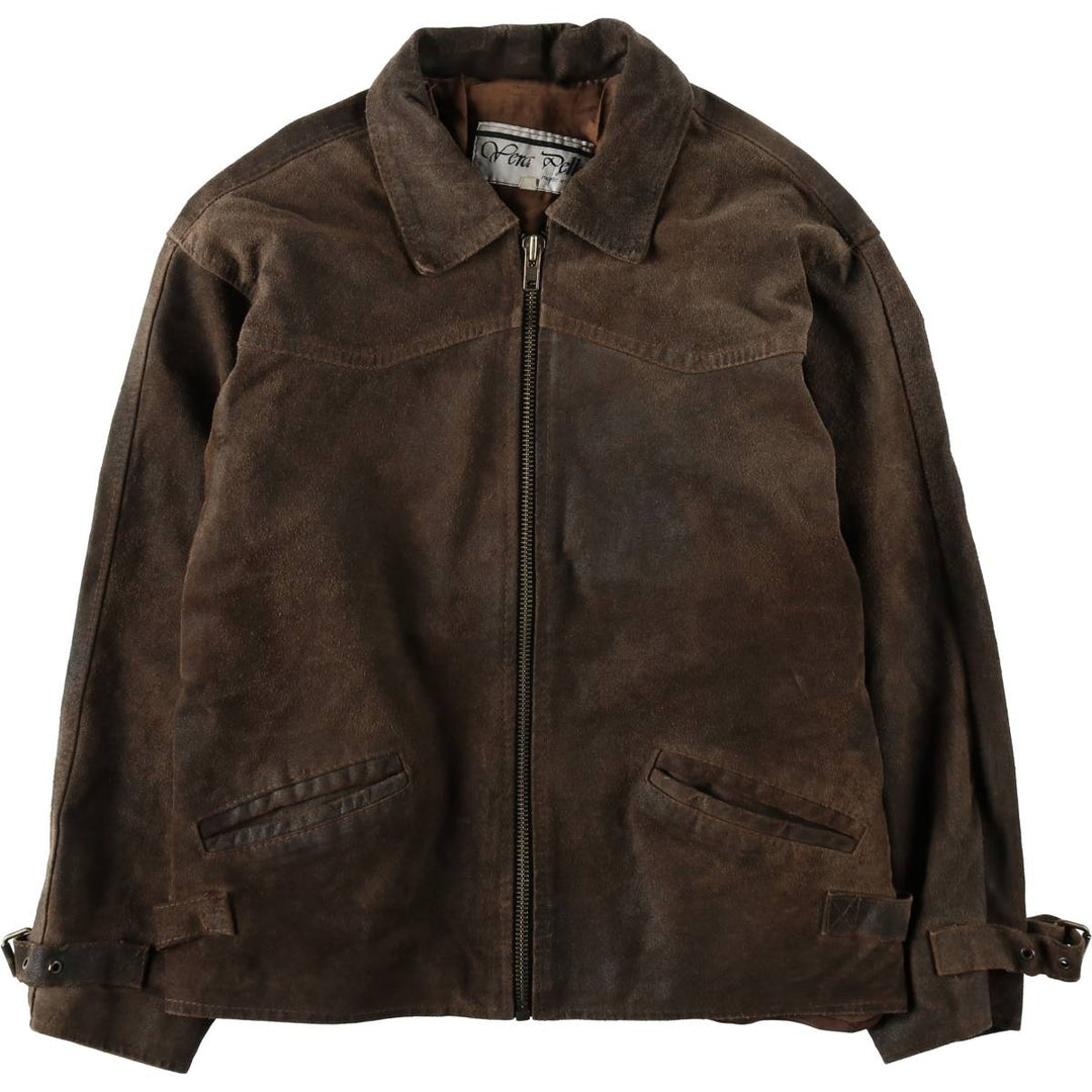 Suede leather sports jacket, made in Italy, men's size M equivalent. Genuine Leather Suede Leather brown type Vintage Second Hand