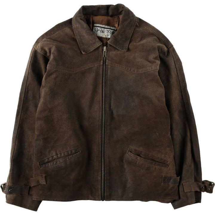 Suede leather sports jacket, made in Italy, men's size M equivalent. Genuine Leather Suede Leather brown type Vintage Second Hand