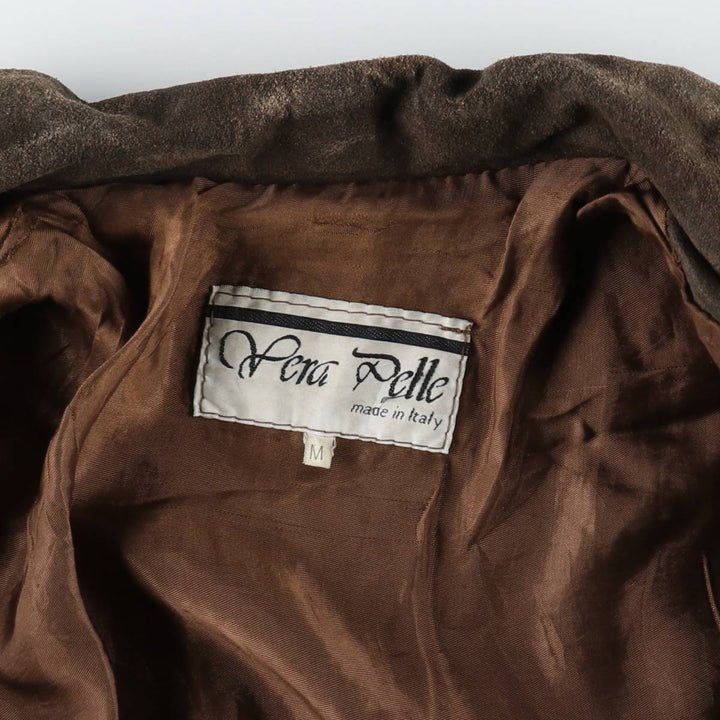 Suede leather sports jacket, made in Italy, men's size M equivalent. Genuine Leather Suede Leather brown type Vintage Second Hand