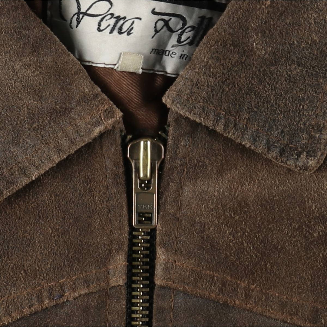 Suede leather sports jacket, made in Italy, men's size M equivalent. Genuine Leather Suede Leather brown type Vintage Second Hand