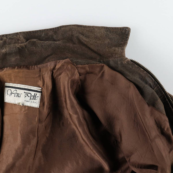 Suede leather sports jacket, made in Italy, men's size M equivalent. Genuine Leather Suede Leather brown type Vintage Second Hand