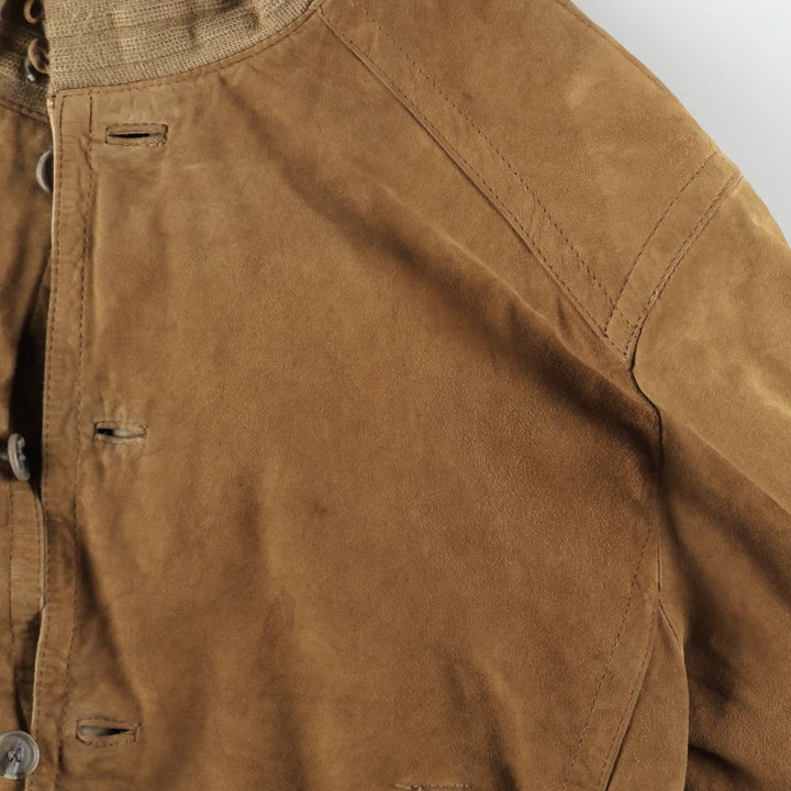 Jean Jacques Benson Stand Collar Suede Leather Blouson, Men's Size XL (approx.) Genuine Leather Suede Leather brown type Vintage Second Hand