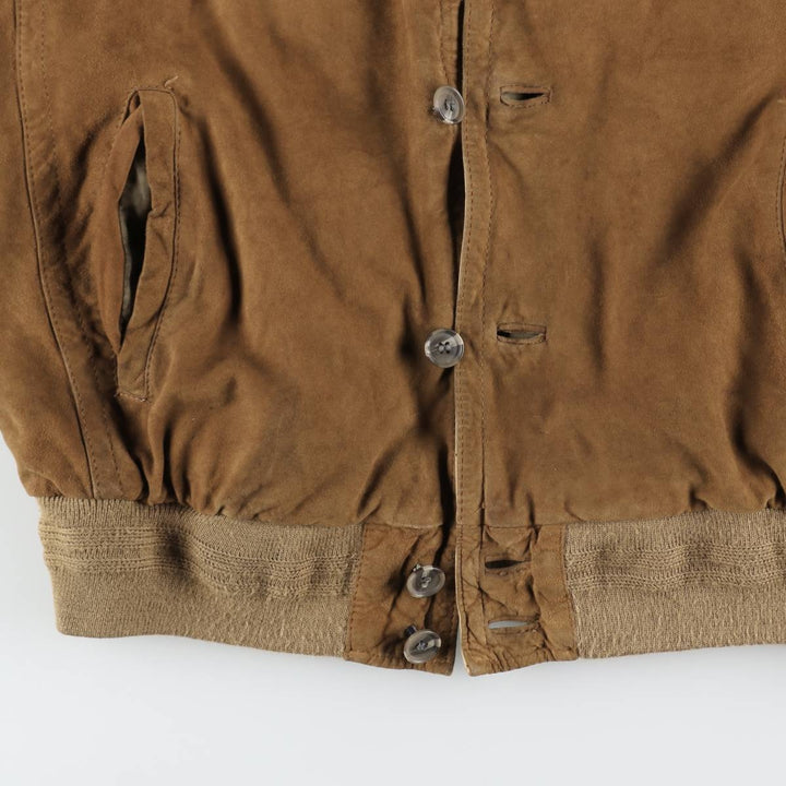 Jean Jacques Benson Stand Collar Suede Leather Blouson, Men's Size XL (approx.) Genuine Leather Suede Leather brown type Vintage Second Hand