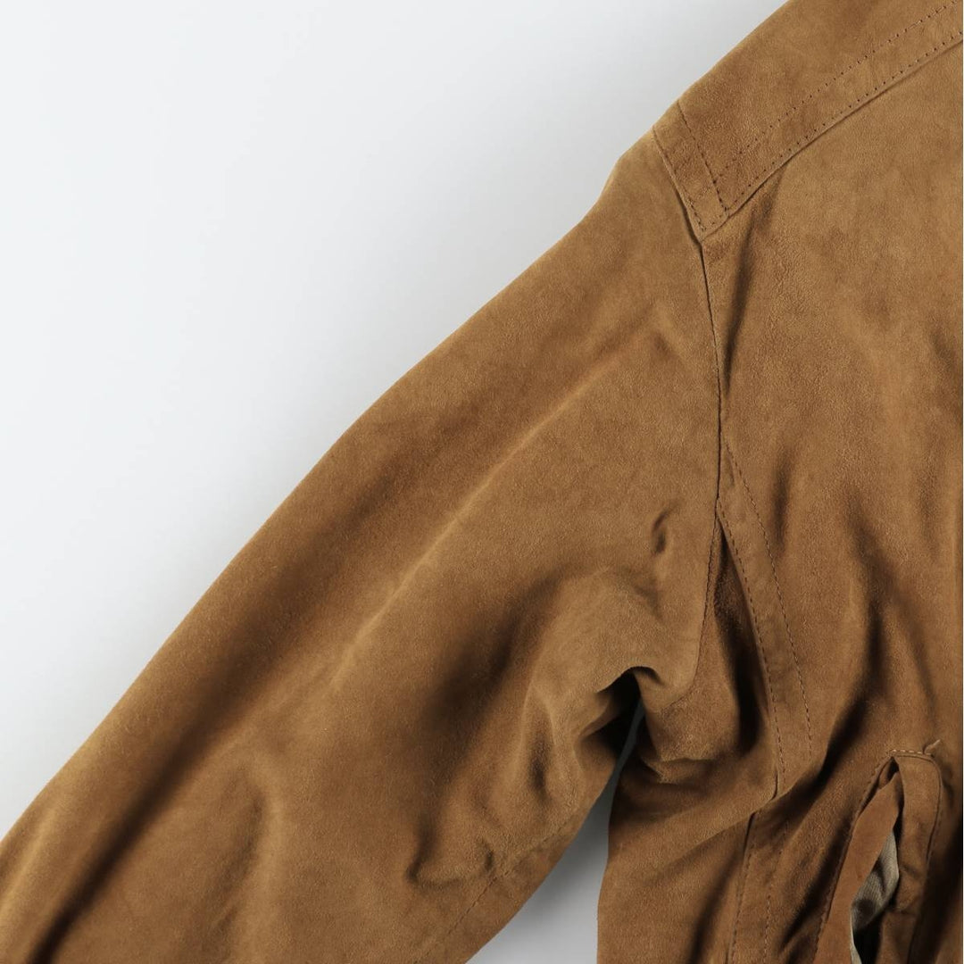 Jean Jacques Benson Stand Collar Suede Leather Blouson, Men's Size XL (approx.) Genuine Leather Suede Leather brown type Vintage Second Hand