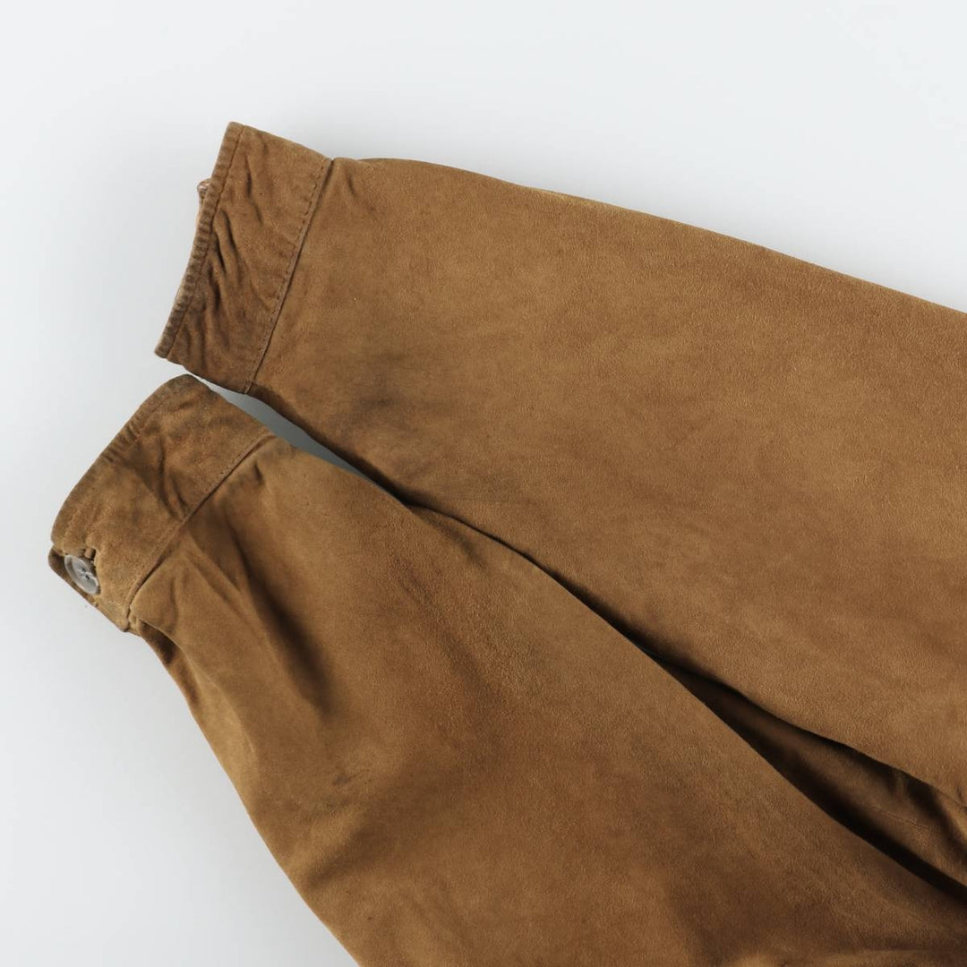 Jean Jacques Benson Stand Collar Suede Leather Blouson, Men's Size XL (approx.) Genuine Leather Suede Leather brown type Vintage Second Hand