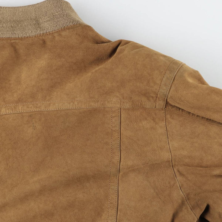 Jean Jacques Benson Stand Collar Suede Leather Blouson, Men's Size XL (approx.) Genuine Leather Suede Leather brown type Vintage Second Hand