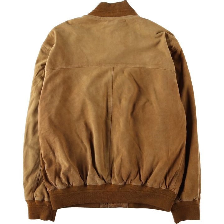 Balster Jacket, Suede Leather Blouson, Men's XL Genuine Leather Suede Leather brown type Vintage Second Hand