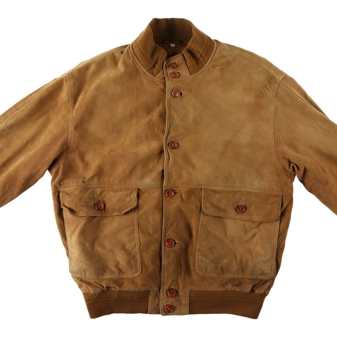 Balster Jacket, Suede Leather Blouson, Men's XL Genuine Leather Suede Leather brown type Vintage Second Hand