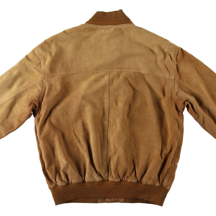 Balster Jacket, Suede Leather Blouson, Men's XL Genuine Leather Suede Leather brown type Vintage Second Hand