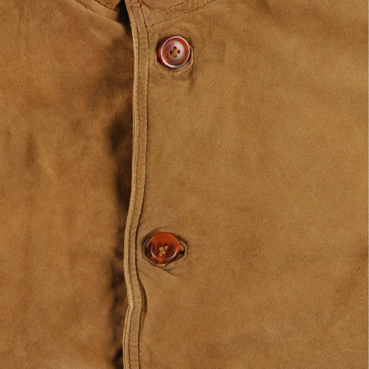 Balster Jacket, Suede Leather Blouson, Men's XL Genuine Leather Suede Leather brown type Vintage Second Hand
