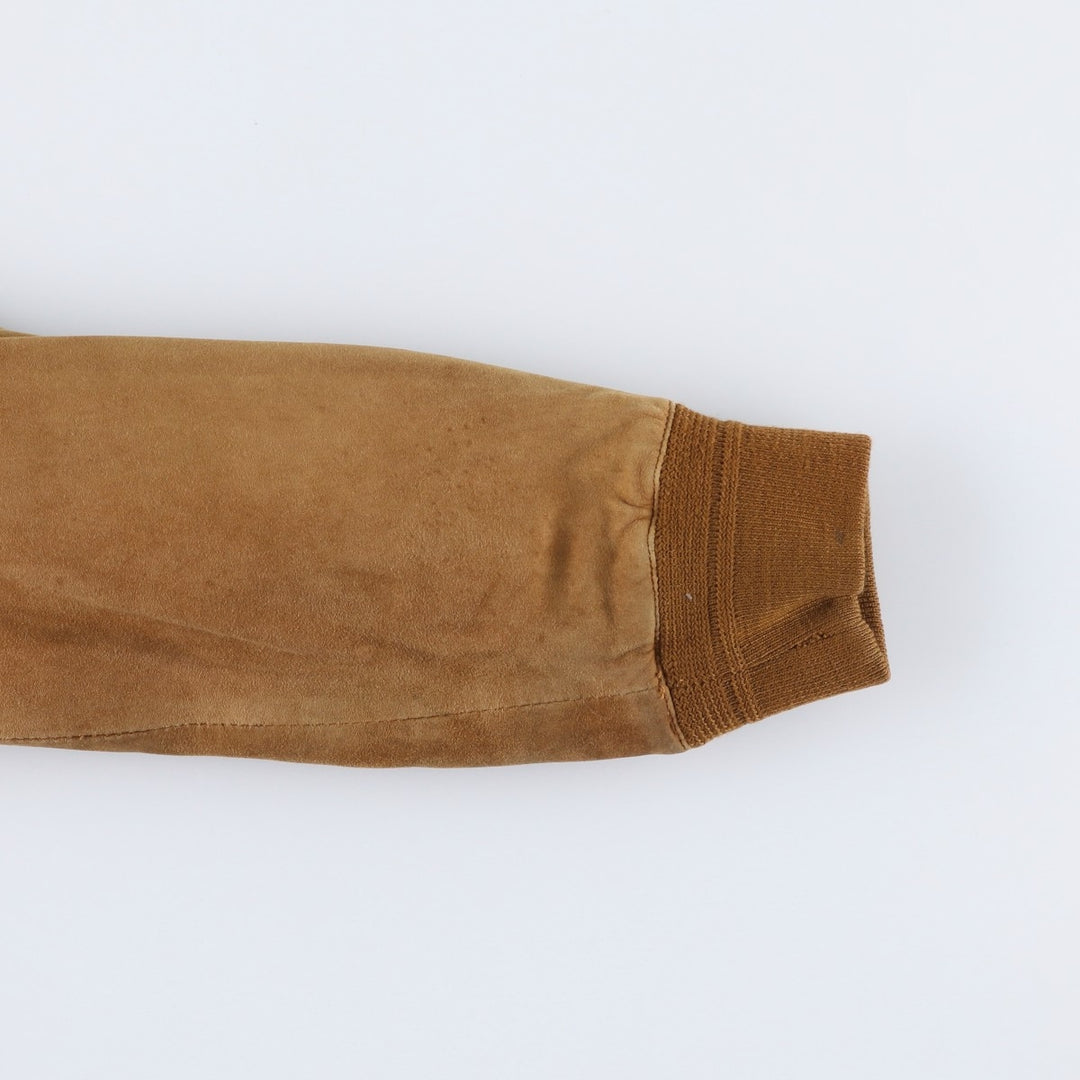 Balster Jacket, Suede Leather Blouson, Men's XL Genuine Leather Suede Leather brown type Vintage Second Hand