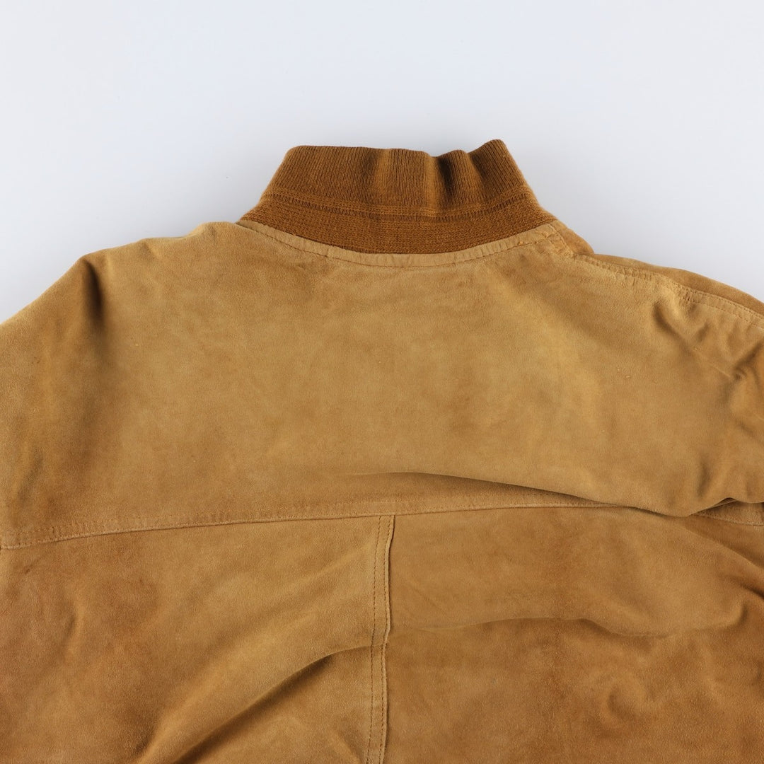 Balster Jacket, Suede Leather Blouson, Men's XL Genuine Leather Suede Leather brown type Vintage Second Hand