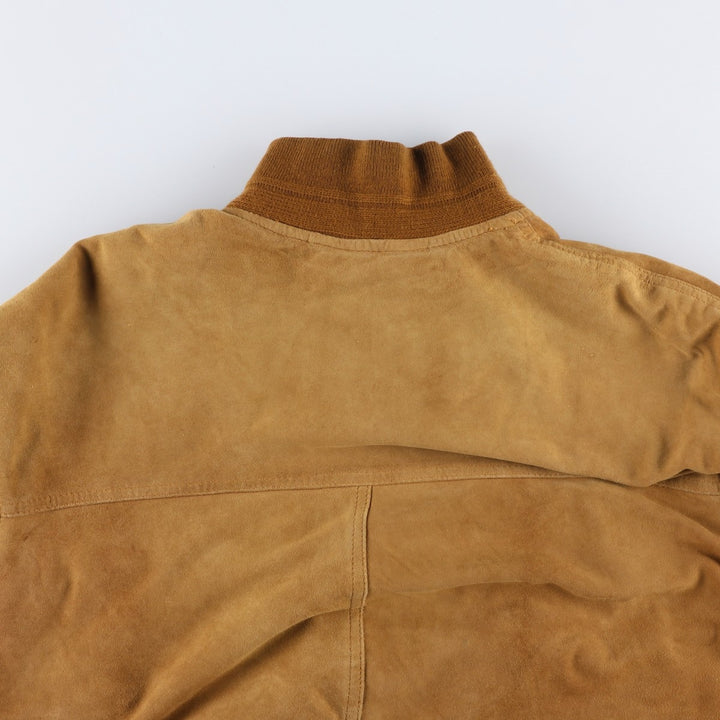 Balster Jacket, Suede Leather Blouson, Men's XL Genuine Leather Suede Leather brown type Vintage Second Hand