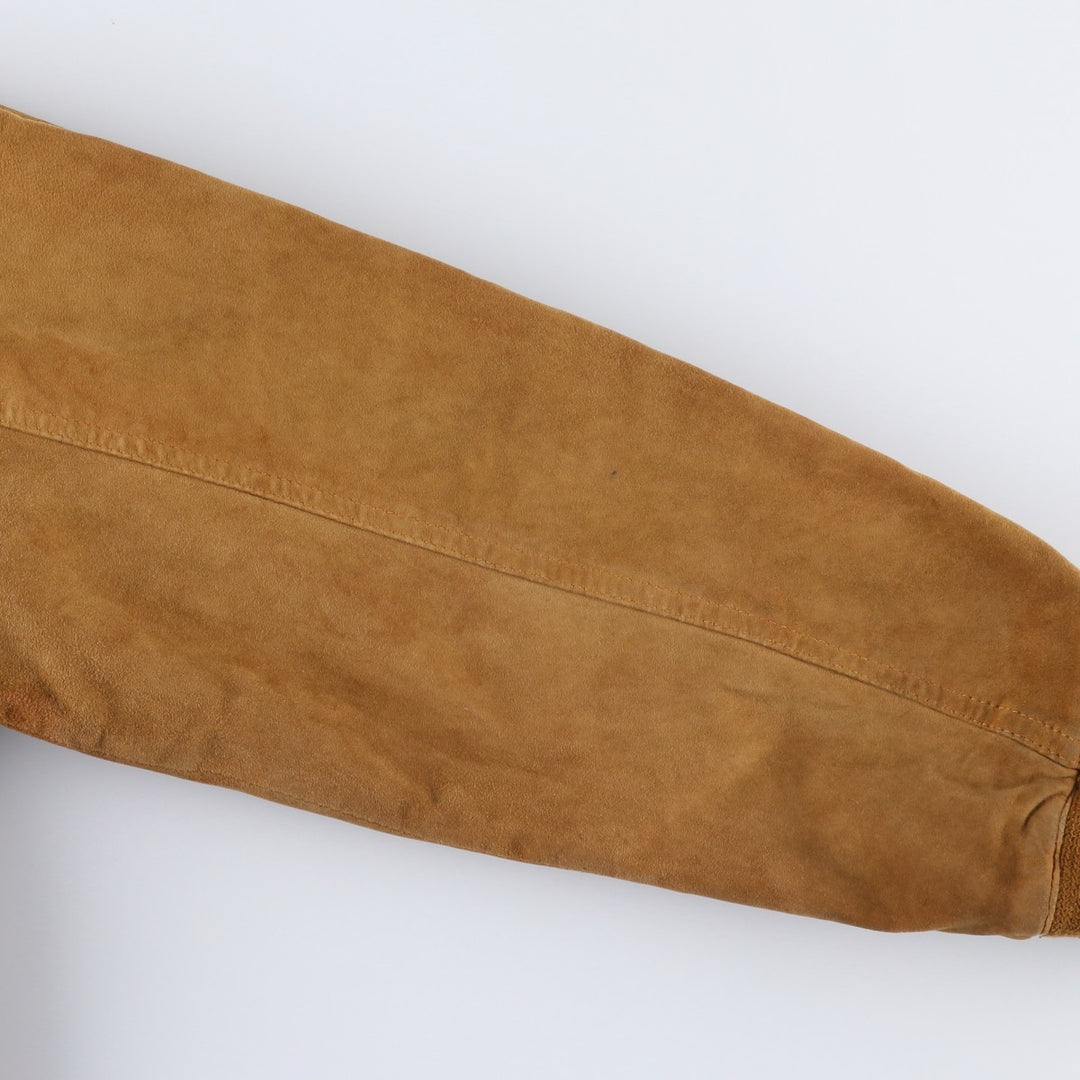 Balster Jacket, Suede Leather Blouson, Men's XL Genuine Leather Suede Leather brown type Vintage Second Hand
