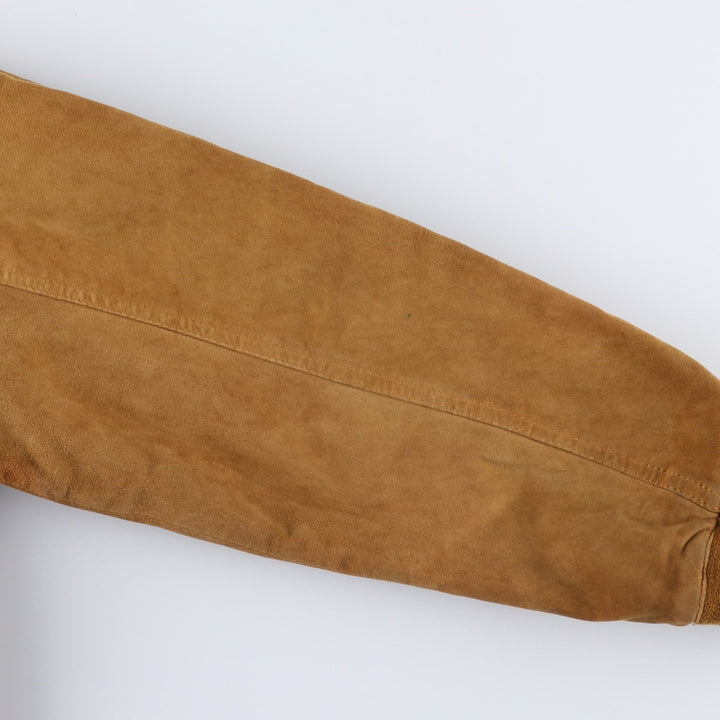 Balster Jacket, Suede Leather Blouson, Men's XL Genuine Leather Suede Leather brown type Vintage Second Hand