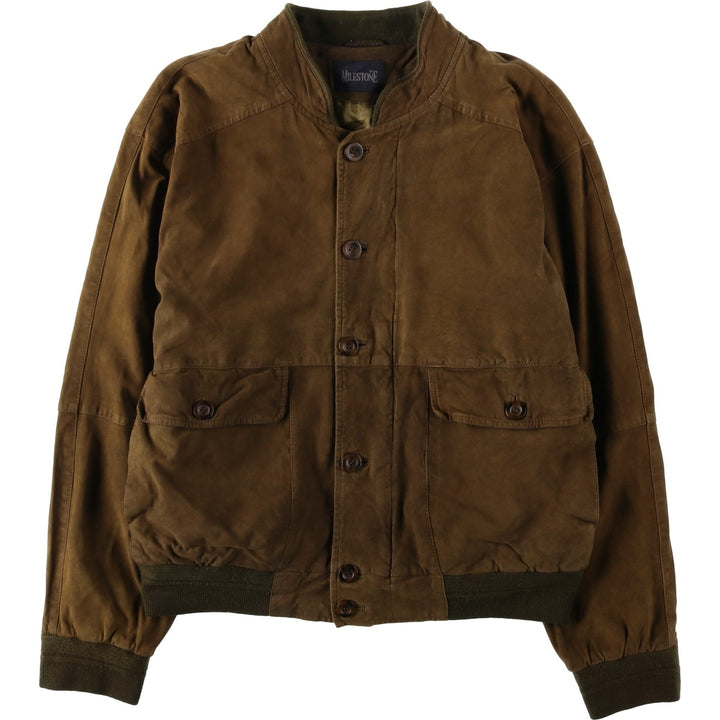 MILESTONE Suede Leather Blouson, Men's Size L (approx.) unclear brown type Vintage Second Hand