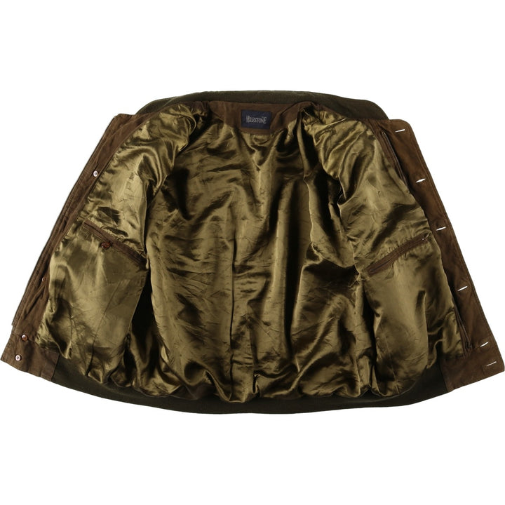 MILESTONE Suede Leather Blouson, Men's Size L (approx.) unclear brown type Vintage Second Hand