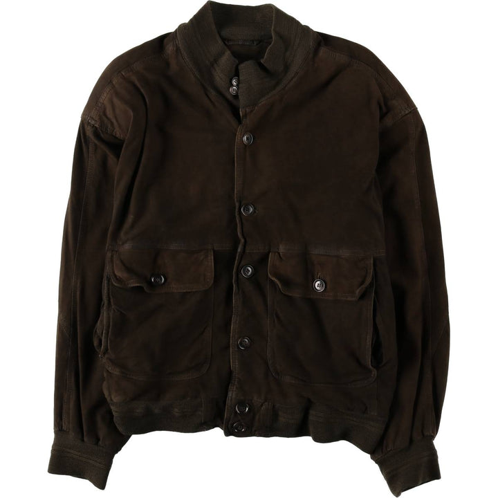 Balster Jacket, Suede Leather Blouson, Men's XL unclear brown type Vintage Second Hand