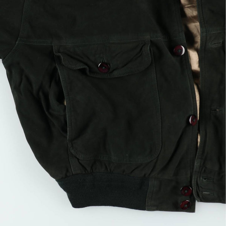 Suede leather blouson for men (size L) unclear black type Vintage Second Hand