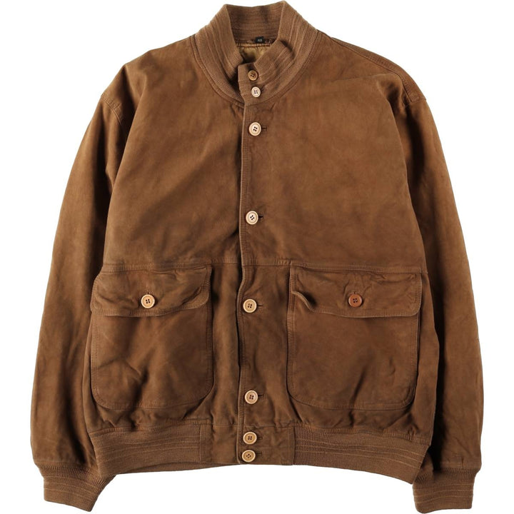 Balster Jacket, Suede Leather Blouson, Men's XL Genuine Leather Suede Leather brown type Vintage Second Hand