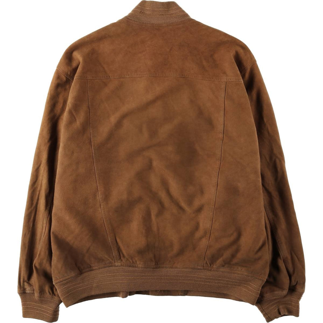Balster Jacket, Suede Leather Blouson, Men's XL Genuine Leather Suede Leather brown type Vintage Second Hand