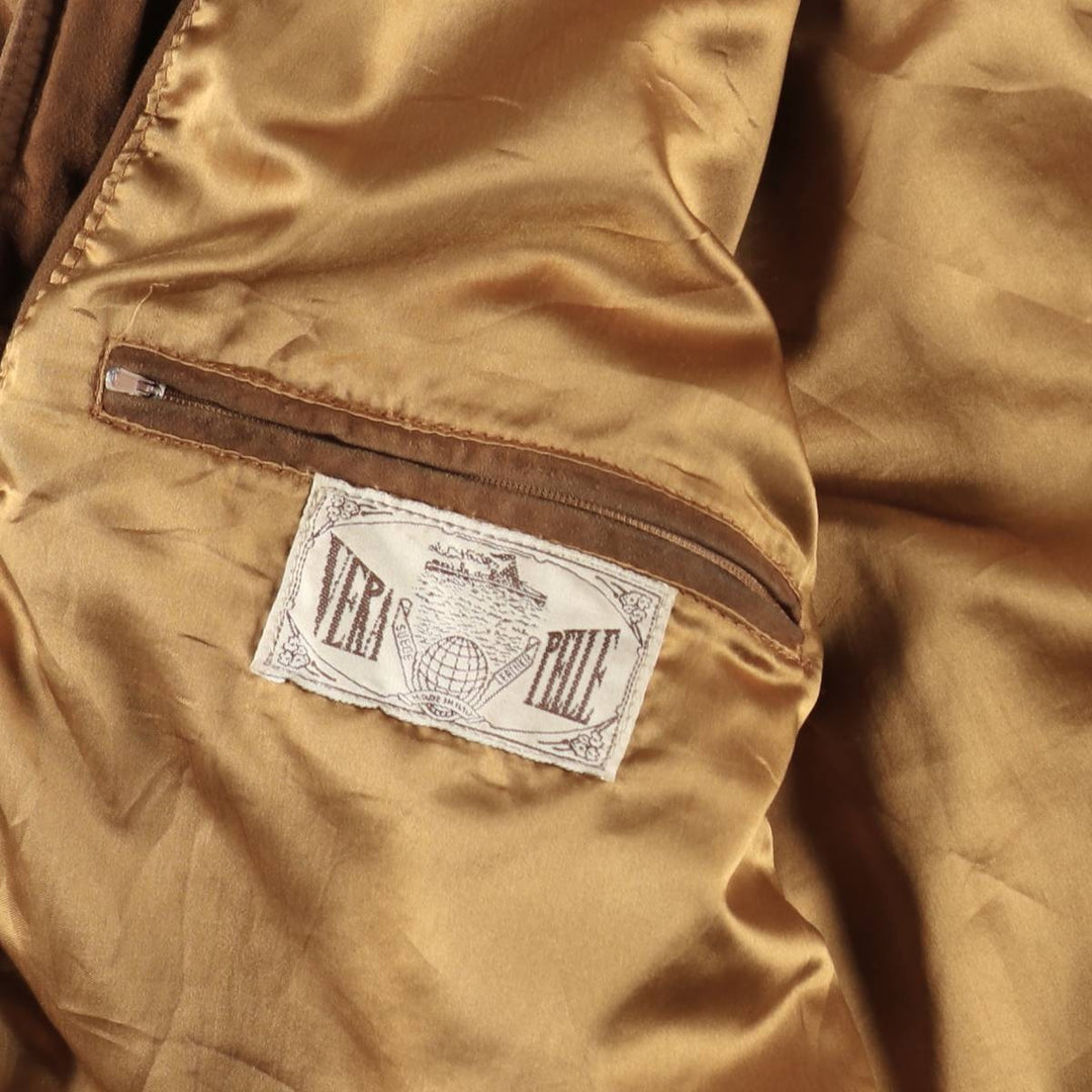 Balster Jacket, Suede Leather Blouson, Men's XL Genuine Leather Suede Leather brown type Vintage Second Hand