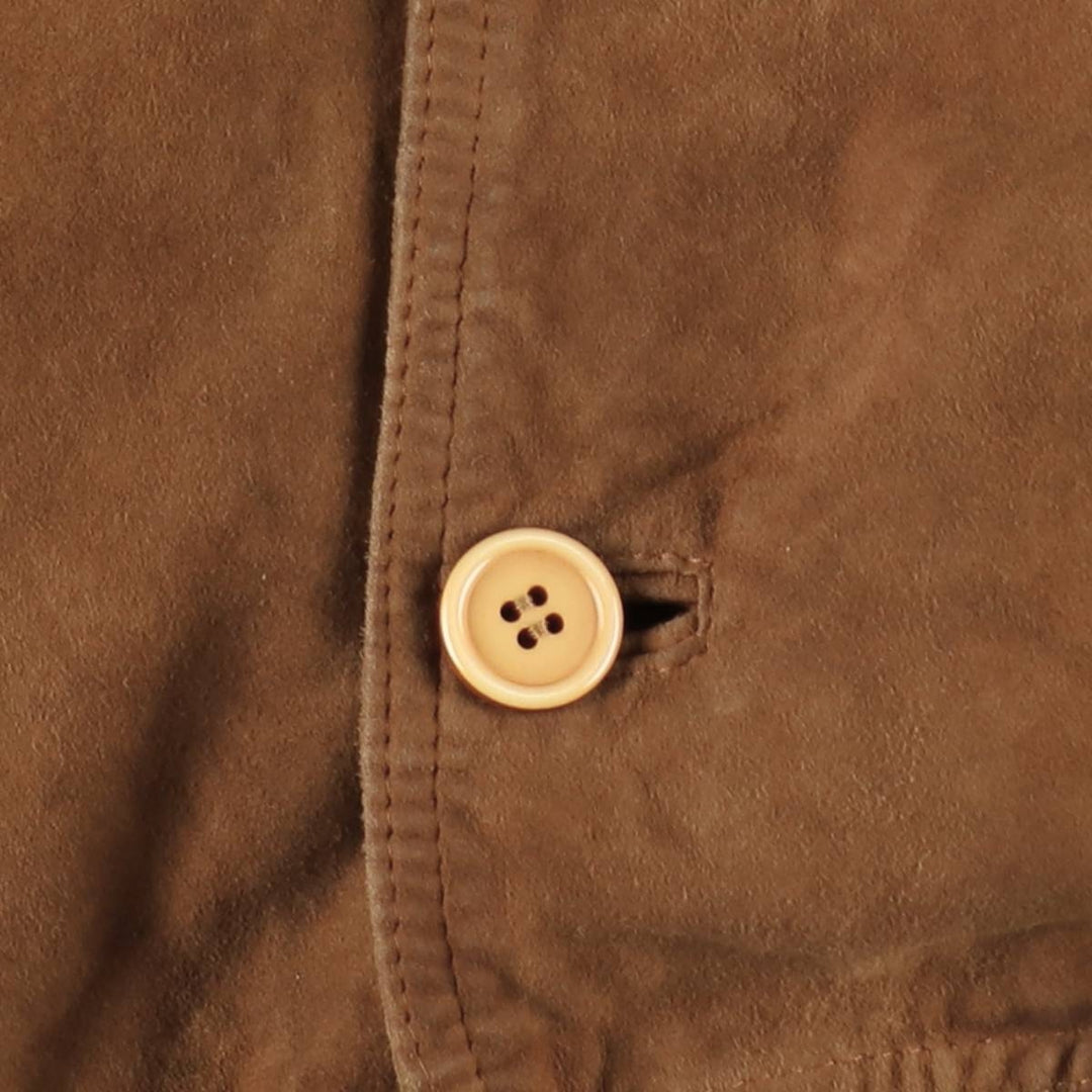 Balster Jacket, Suede Leather Blouson, Men's XL Genuine Leather Suede Leather brown type Vintage Second Hand