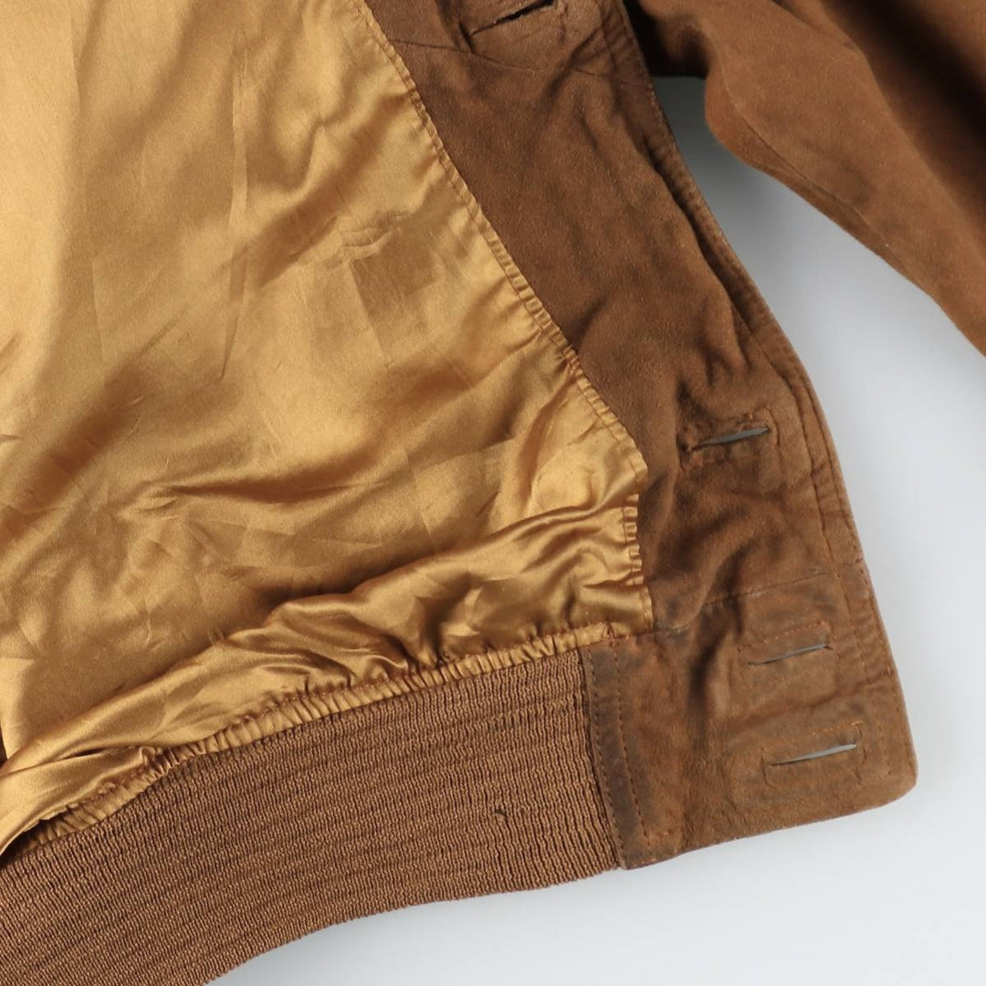 Balster Jacket, Suede Leather Blouson, Men's XL Genuine Leather Suede Leather brown type Vintage Second Hand