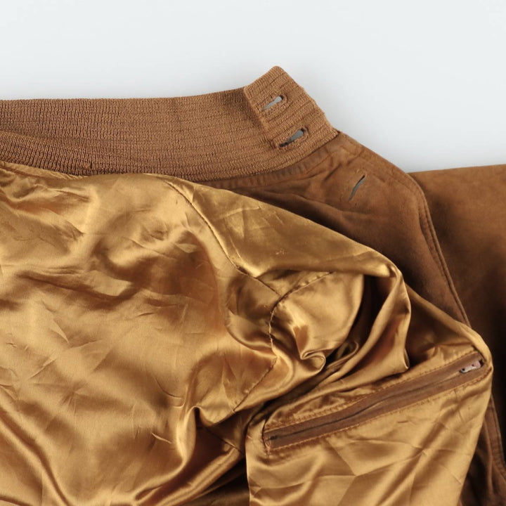 Balster Jacket, Suede Leather Blouson, Men's XL Genuine Leather Suede Leather brown type Vintage Second Hand