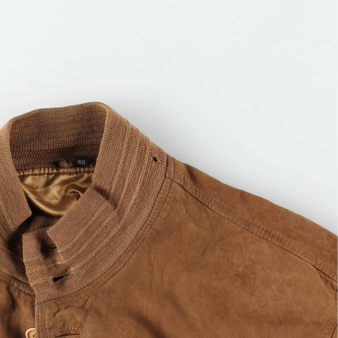 Balster Jacket, Suede Leather Blouson, Men's XL Genuine Leather Suede Leather brown type Vintage Second Hand