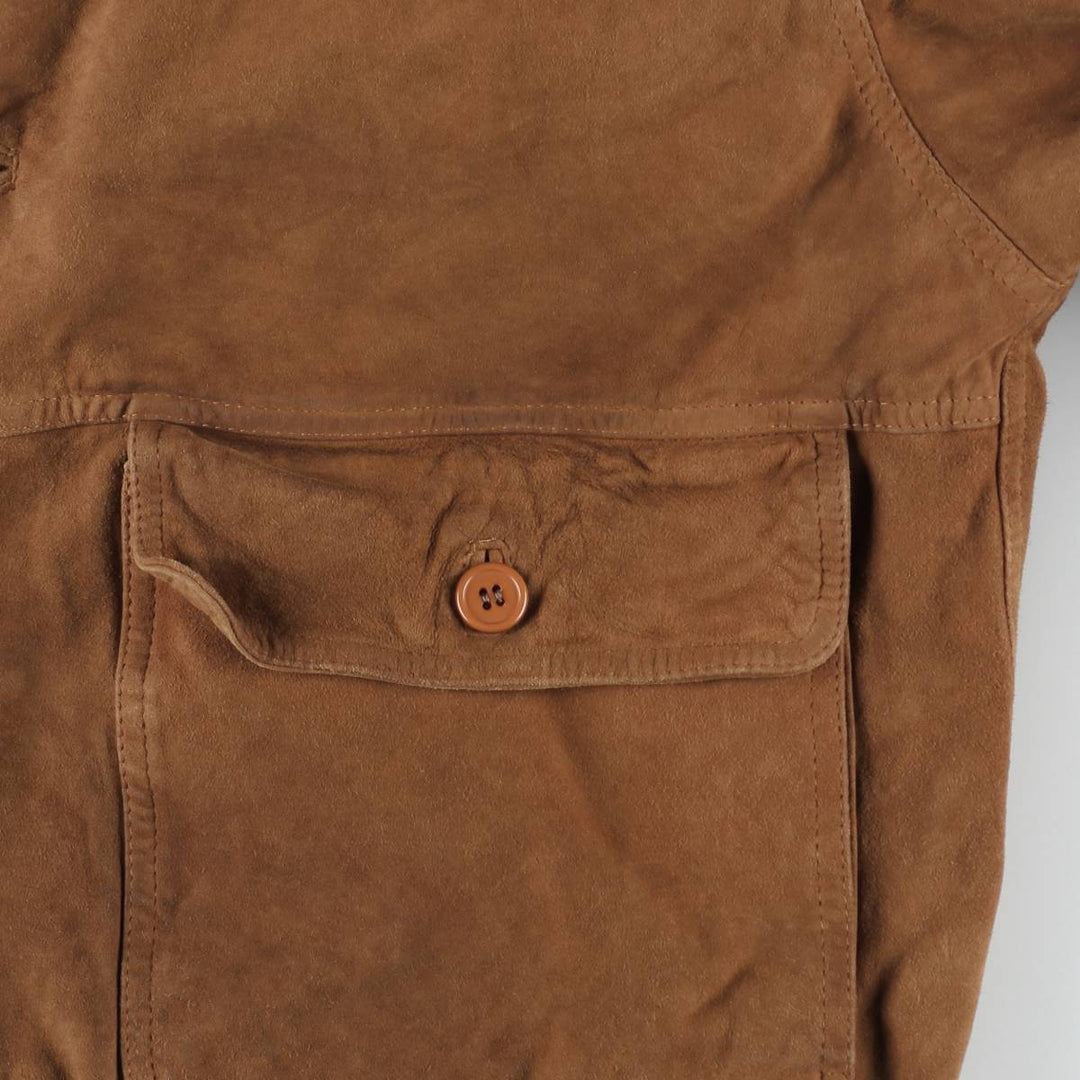 Balster Jacket, Suede Leather Blouson, Men's XL Genuine Leather Suede Leather brown type Vintage Second Hand
