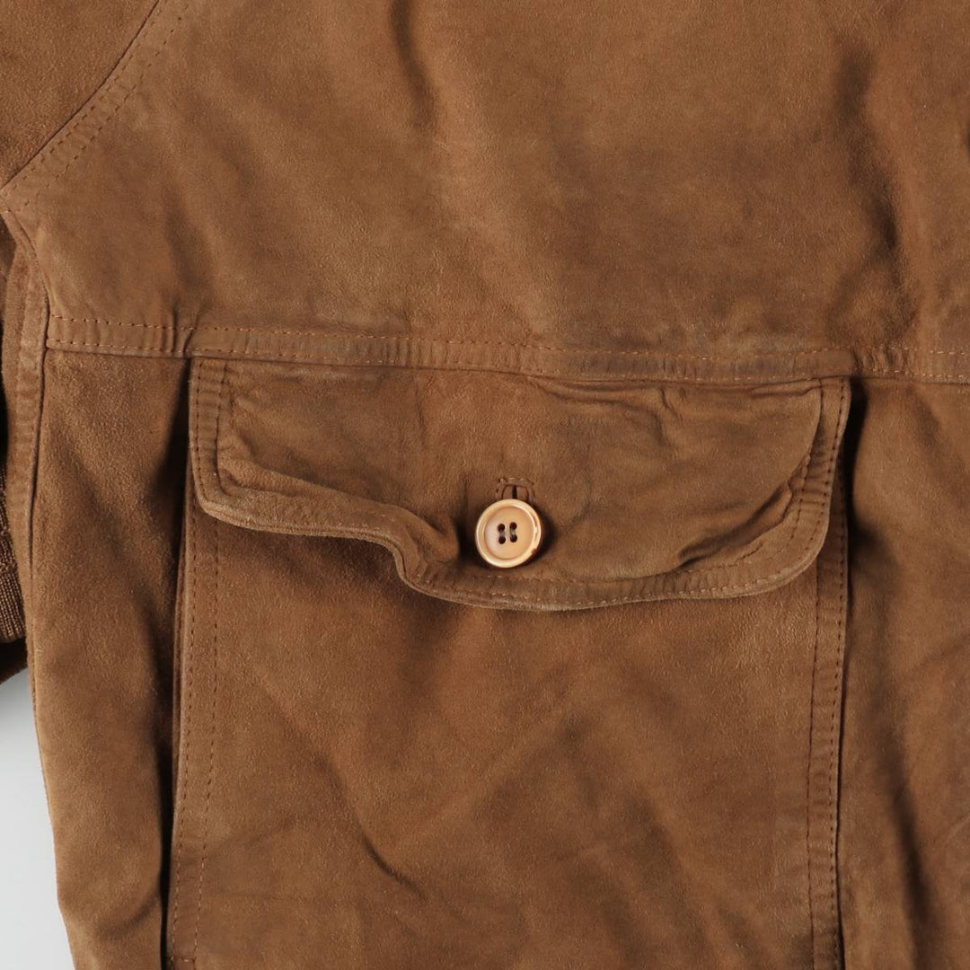 Balster Jacket, Suede Leather Blouson, Men's XL Genuine Leather Suede Leather brown type Vintage Second Hand