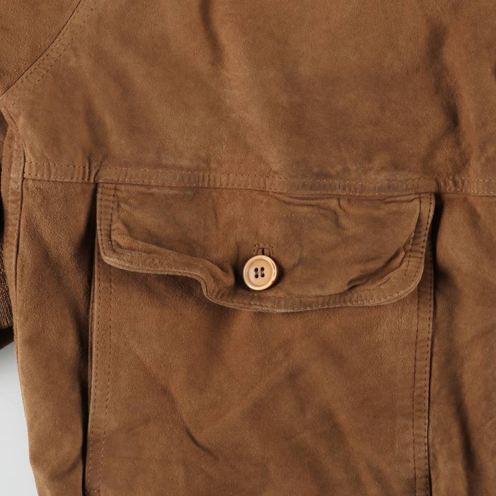 Balster Jacket, Suede Leather Blouson, Men's XL Genuine Leather Suede Leather brown type Vintage Second Hand