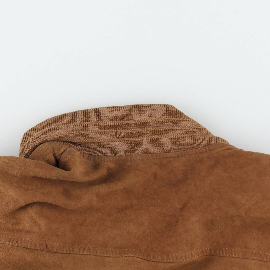 Balster Jacket, Suede Leather Blouson, Men's XL Genuine Leather Suede Leather brown type Vintage Second Hand