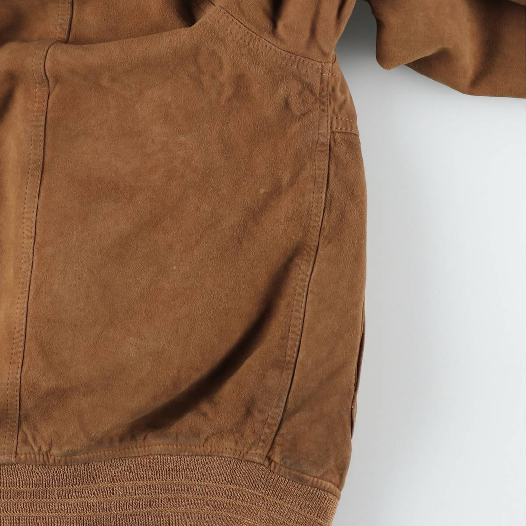Balster Jacket, Suede Leather Blouson, Men's XL Genuine Leather Suede Leather brown type Vintage Second Hand