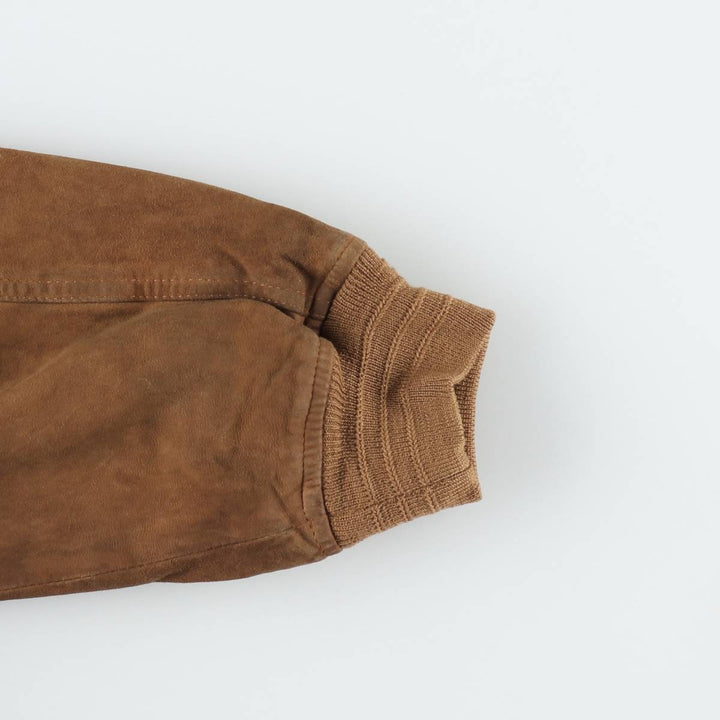 Balster Jacket, Suede Leather Blouson, Men's XL Genuine Leather Suede Leather brown type Vintage Second Hand