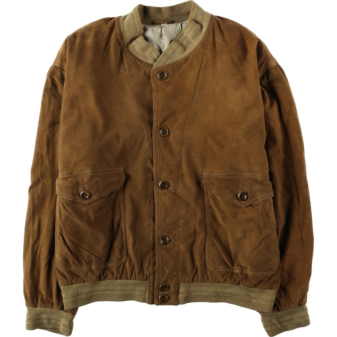 Mabrun Suede Leather Blouson, Men's Size XL (approx.) Genuine Leather Suede Leather brown type Vintage Second Hand