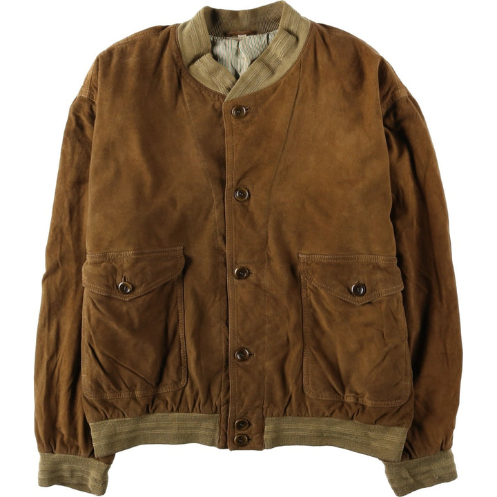 Mabrun Suede Leather Blouson, Men's Size XL (approx.) Genuine Leather Suede Leather brown type Vintage Second Hand