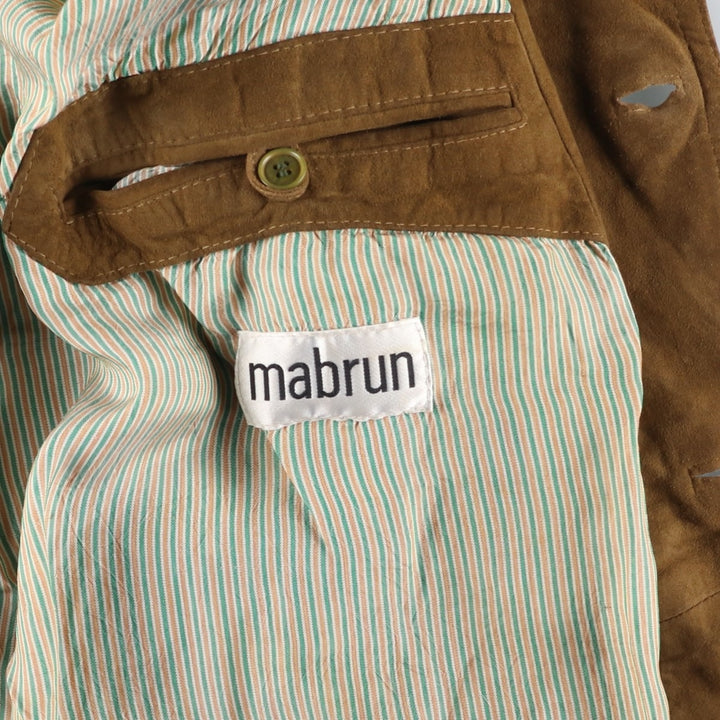 Mabrun Suede Leather Blouson, Men's Size XL (approx.) Genuine Leather Suede Leather brown type Vintage Second Hand